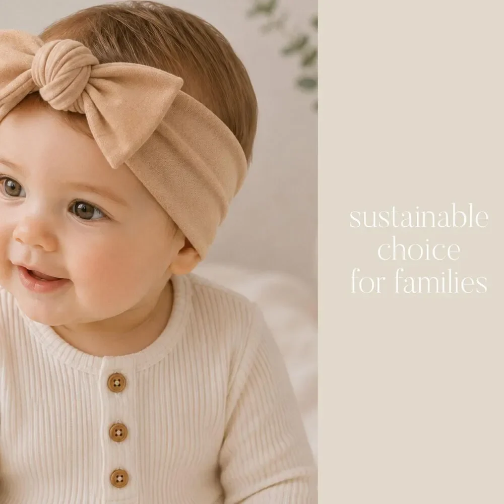 Organic Cotton Natural Baby Girl Bow | Sustainably Made Newborn Headband